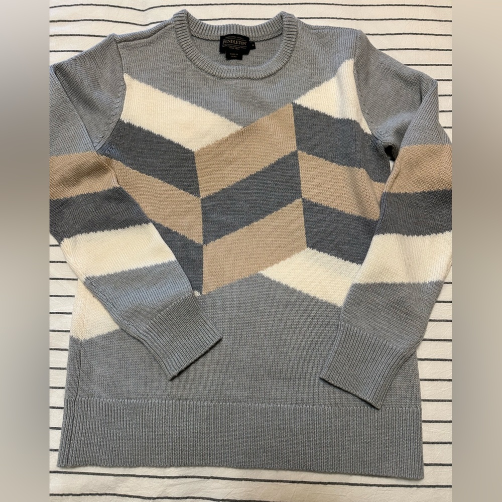 Pendleton Chevron Pattern Crew Neck Sweater - Gra… - image 5